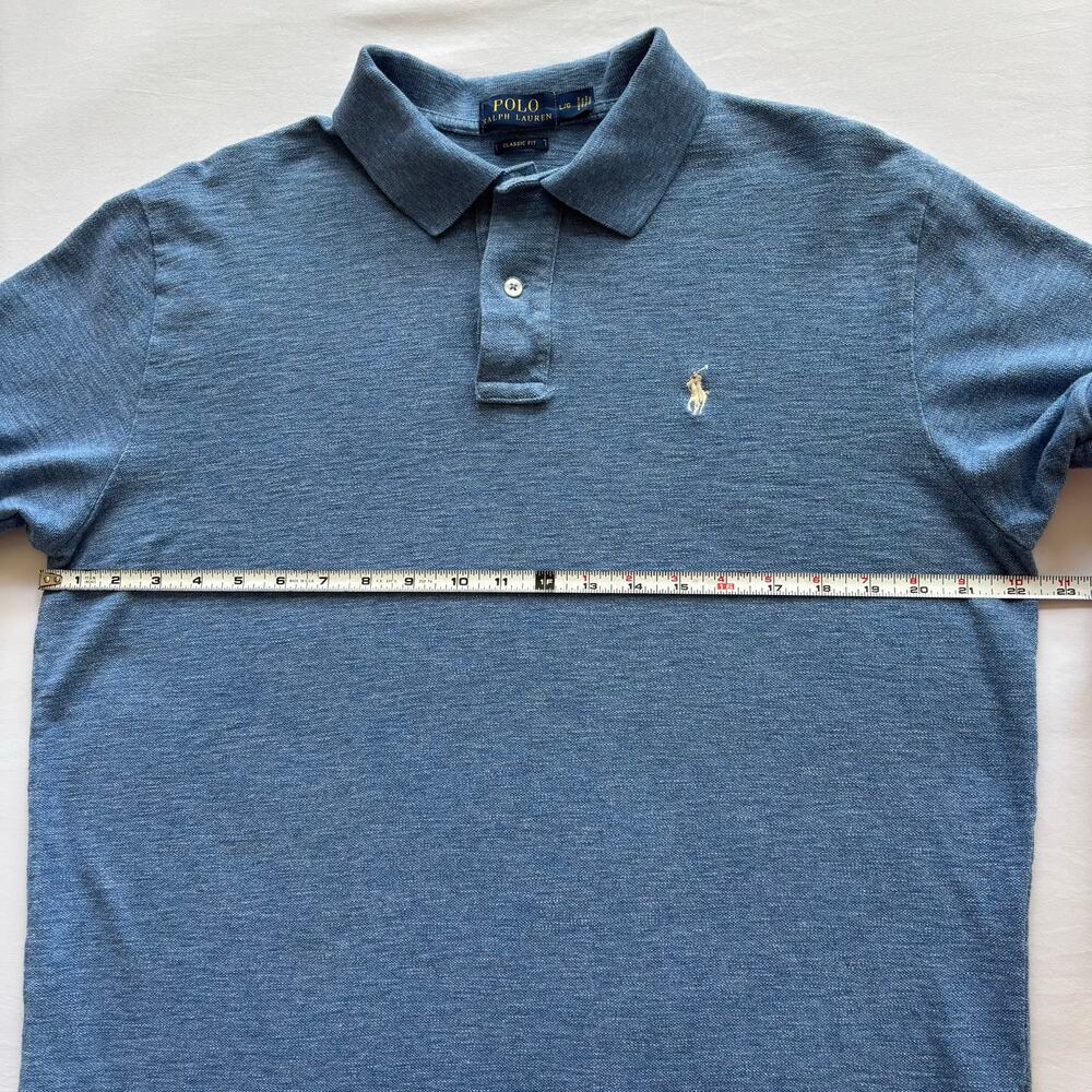 Ralph Lauren Polo Shirt Mens L Blue Classic Fit Pony Logo Cotton Short Sleeve - Picture 8 of 10
